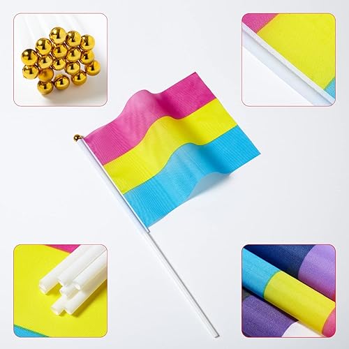 Vista 21 de GentleGirl Paquete de 12 banderas de arco iris del orgullo arcoíris, pequeñas banderas de mano gay LGBT Festival fiesta desfiles decoraciones Bander