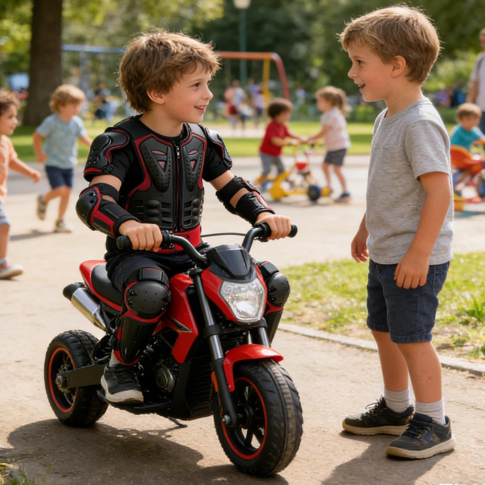 Ropa de moto para niños, 50 x 30 x 10 cm, 5 piezas, juego de equipo de protección deportivo ajustable, protección para el pecho para ciclismo con niñas