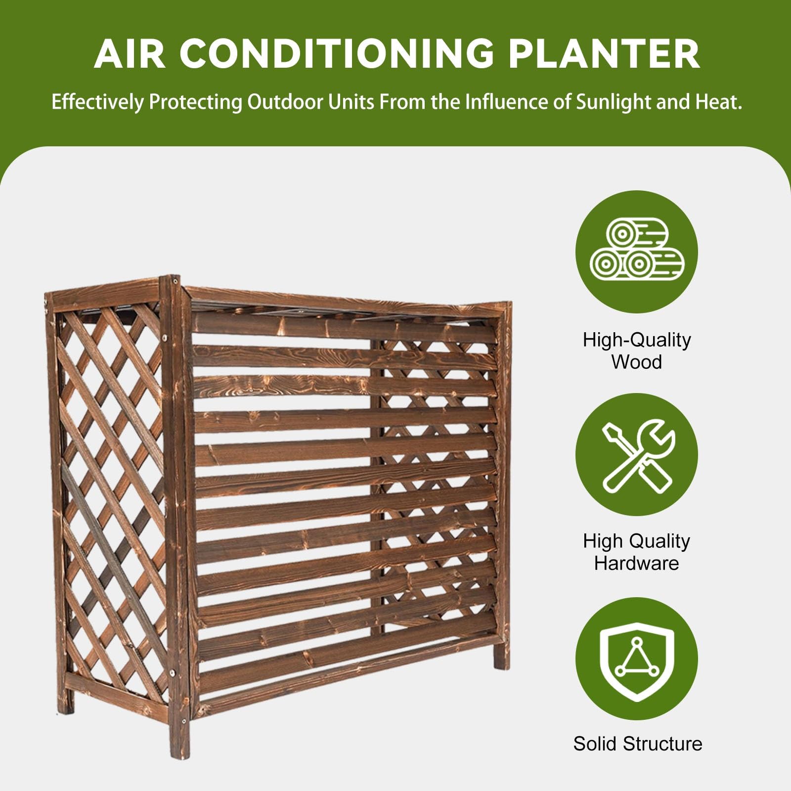 Cubre Aire Acondicionado Exterior Vallas De Madera Balcon Privacidad Celosias Cubre Aire Acondicionado Exterior Proteger del Sol Y La Lluvia Soporte para Plantas Interior Balcon(S)