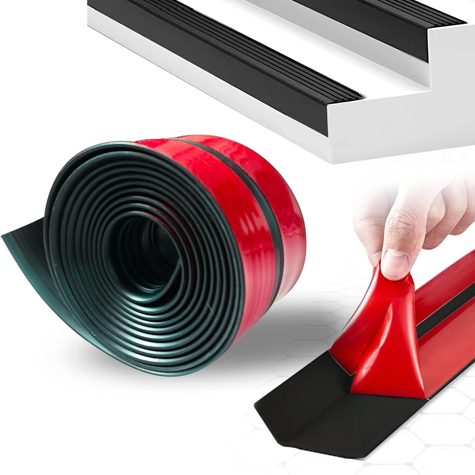 FOELANNE Self Adhesive Rubber Angle Edging, Self Adhesive Vinyl Rubber Non Slip Stair Nosing Indoor Outdoor, Multiple Sizes(1M)