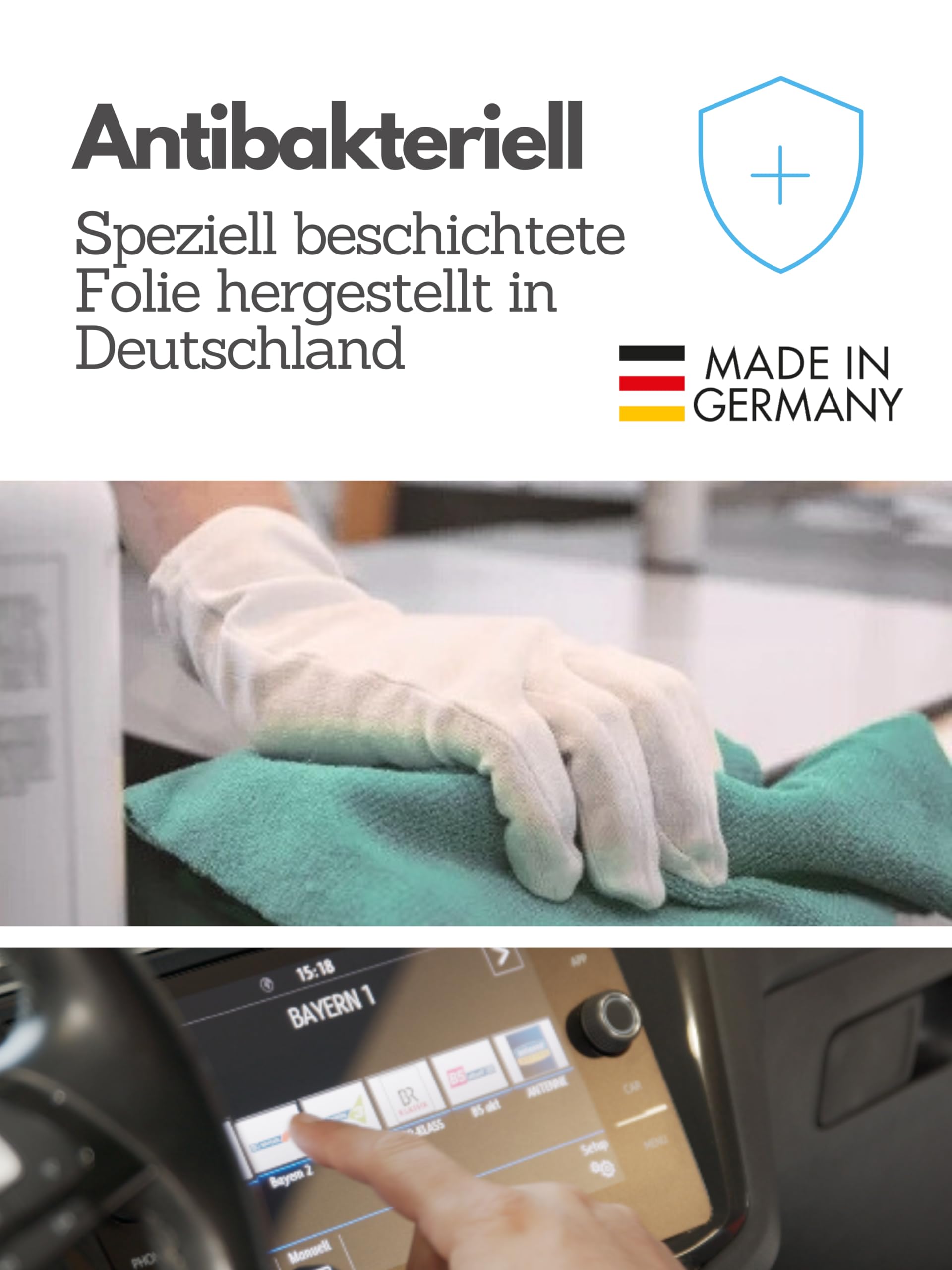 DISSKIN® Displayschutzfolie kompatibel mit versch. Audi Modellen, selbstheilend durch Wärme, Matt, antibakterielle Beschichtung, Anti-Fingerabdruck (Kompatibel zu Q7 / SQ7)