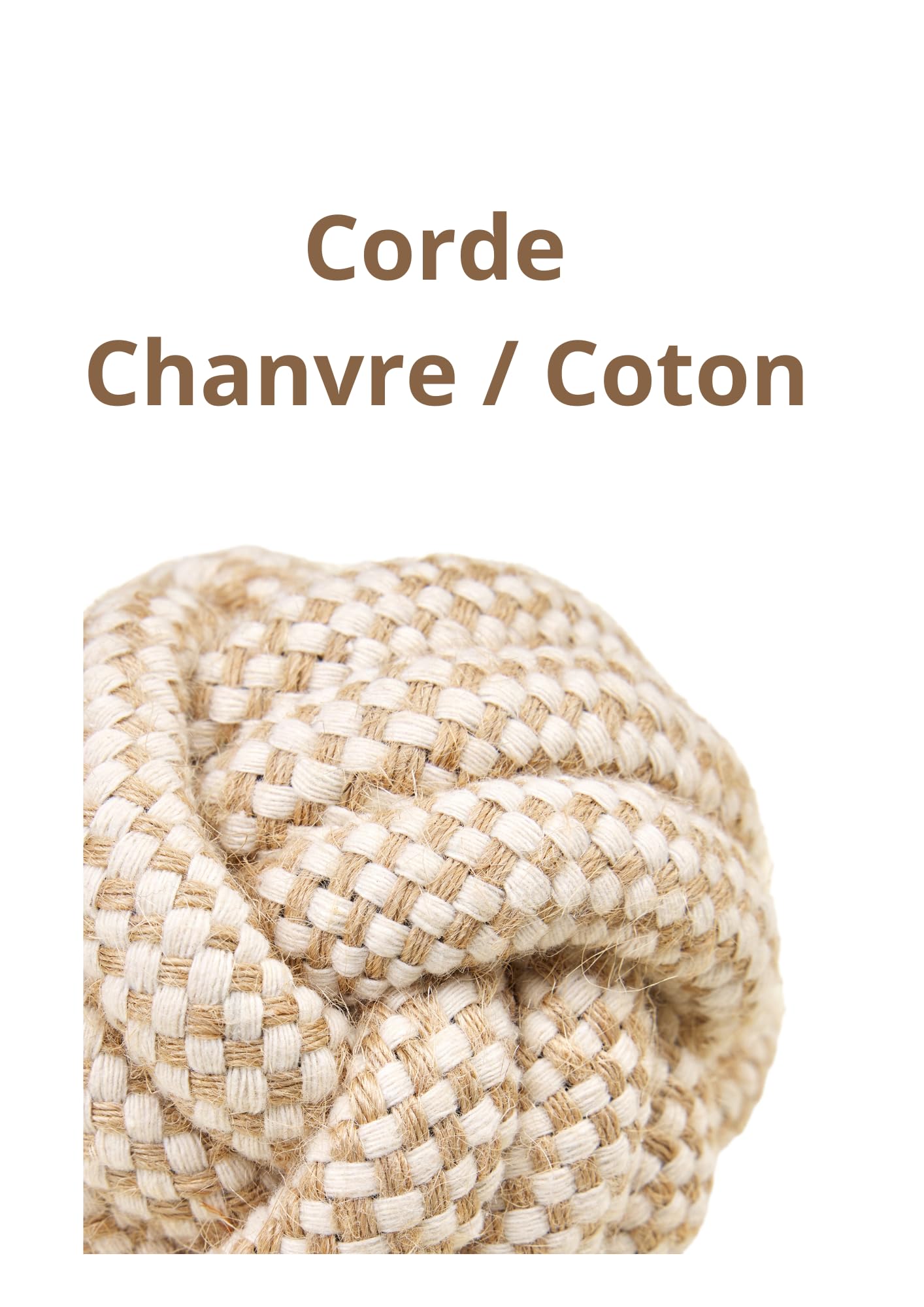 Giocattolo cane corda cotone canapa naturale da masterizzare giocattolo interattivo per cani cuccioli – palla 10 cm, beige