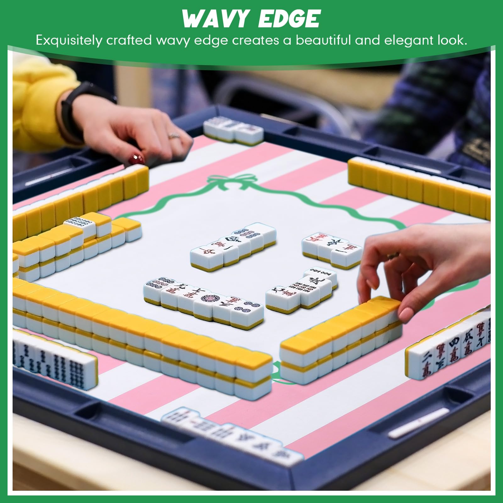 Dunzy Tapete Mahjong de 33 x 33 pulgadas con bolsa de transporte antideslizante para reducción de ruido, tapete de goma para juegos de mesa Mahjong, accesorios de regalo para juegos de mesa de póquer