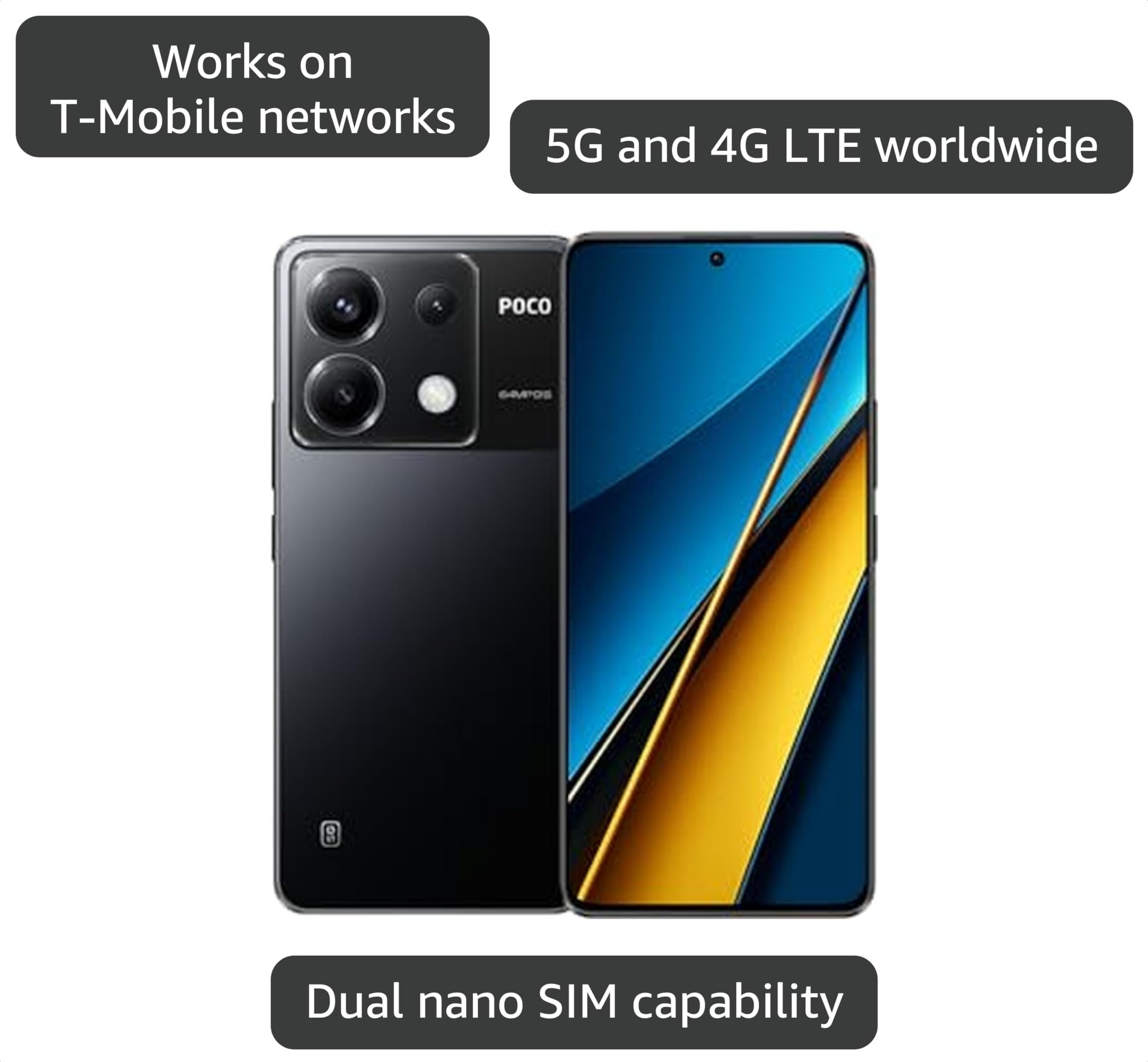 Amazon.com: Xiaomi Poco X6 5G + 4G LTE (for tmobile Mint Tello
