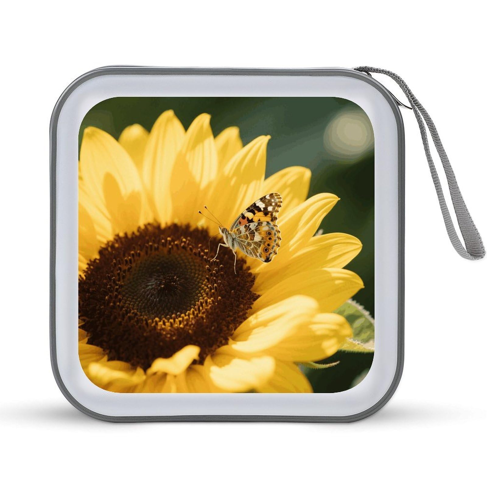 VstaDank Sunflower CD Case Portable Zipper CD Case 40 Capacity Hard Plastic DVD Cases Holder Large Storage Disc Wallet Bag for Car Home Travel DVD Collection Bag