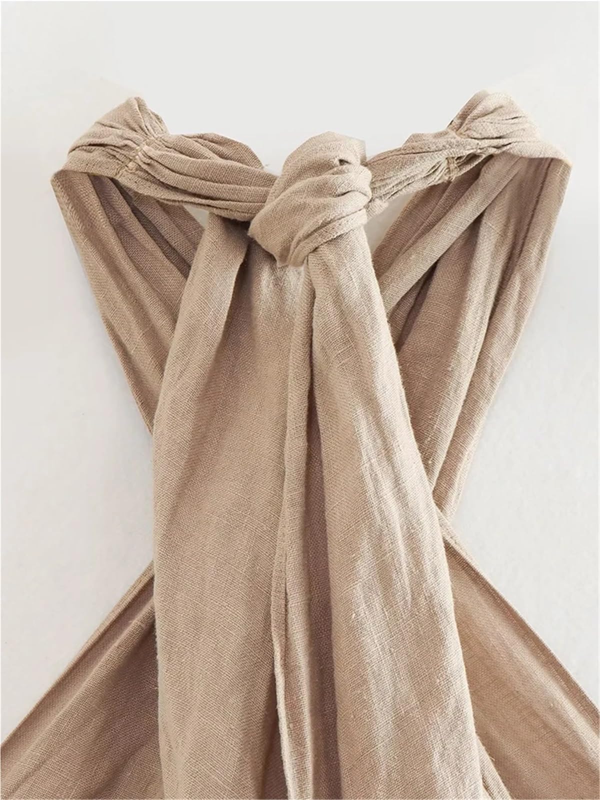 Top Aderente Lacci Incrociati Top in Lino Senza Schienale | Donne sexy estate Cro