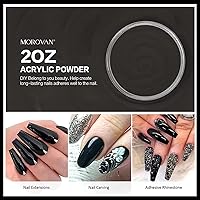 Vista 2 de Morovan Polvo acrílico negro para uñas, polvo acrílico profesional de 2 onzas, polímeros de uñas negros para tallar extensiones de uñas acrílicas