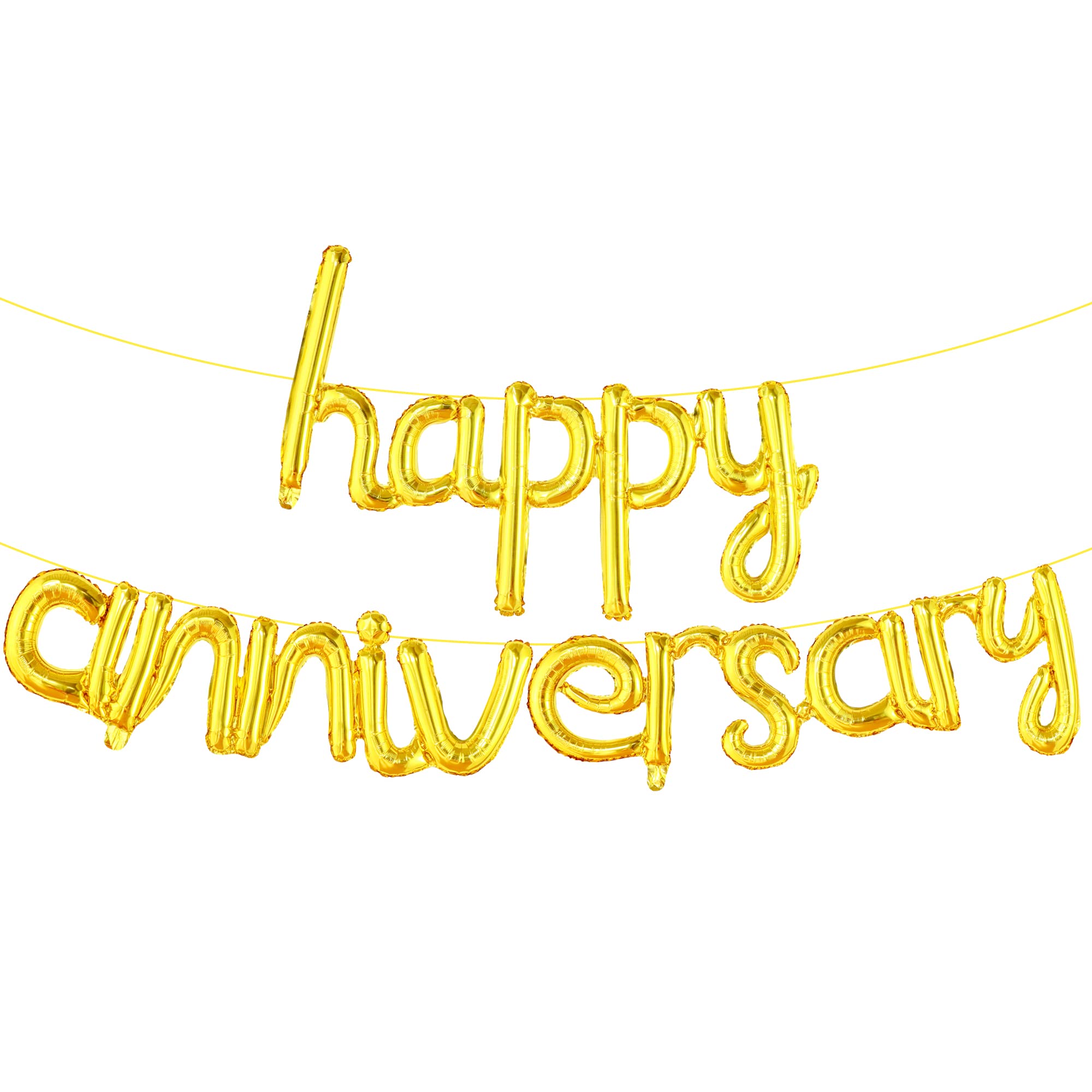 KatchOn Gold Anniversary Balloons - 16 Inch, Shiny 'Happy' Banner & Foil Balloons