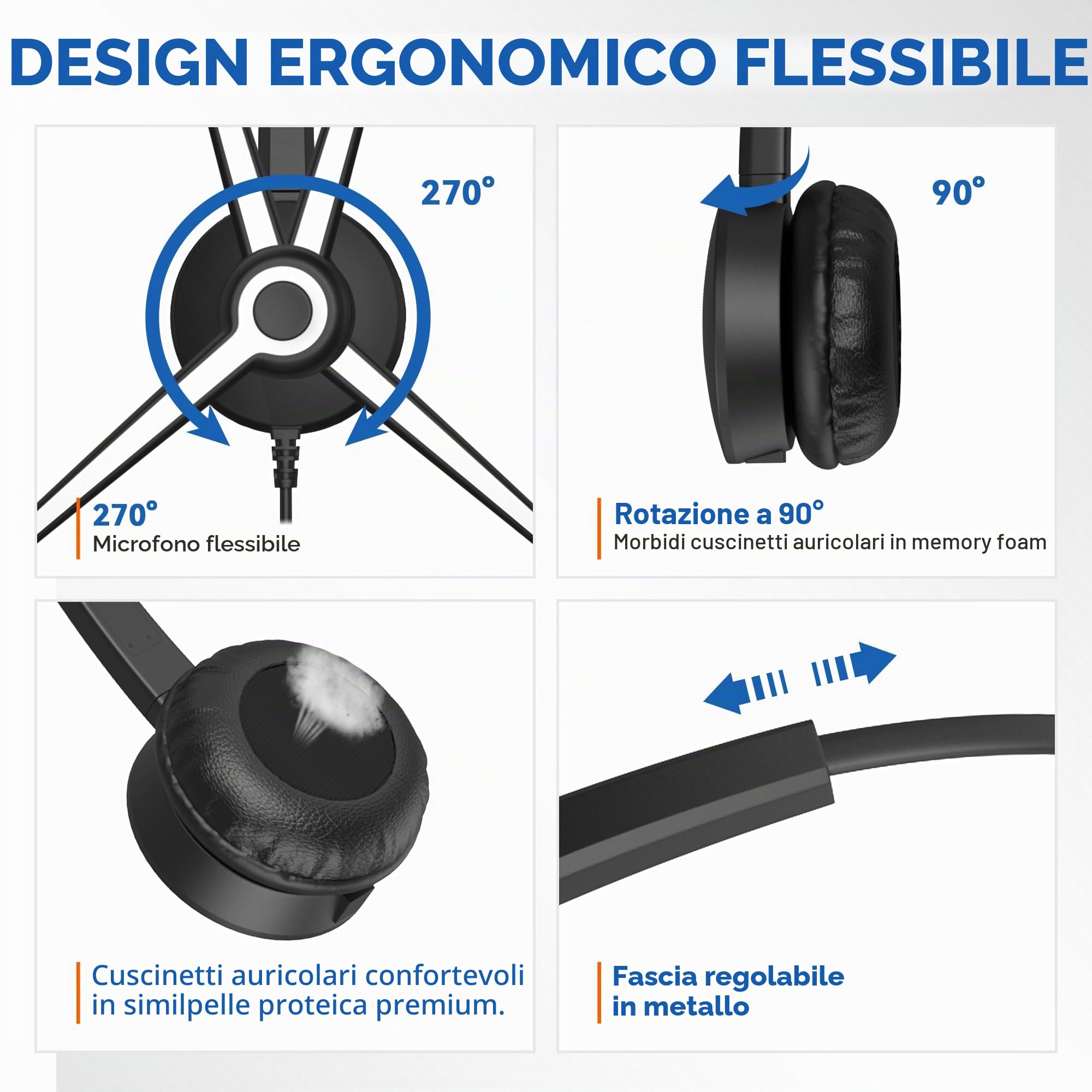 Cuffie Mono RJ9 Per Telefono Fisso Con Microfono Anti-rumore E Sgancio Rapido – Compatibili Con AVAYA, Mitel, Aastra, Alcatel, Gigaset E Tanti Altri