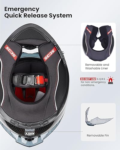 Miniatura 4 de ILM Full Face Dual Visor Adult Motorcycle Helmet with Rear Wing, Pinlock Compatible Men Women Motorbike Street Bike Helmet DOT Approved Model-861