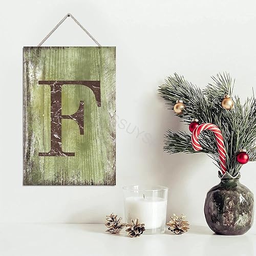Vista 516 de Letrero colgante de madera con letra J, letrero de madera para decoración del hogar, 26 letras del alfabeto de metal, placa de madera, decoración