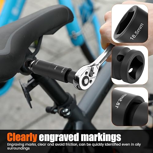 Miniatura 6 de 3Pcs Impact Socket Nut Set, Double Head Wheel Nuts Tool, Precision Impact Wrench Nut Set with 12 Inch Extension Rod for Tight Spaces, Chromium