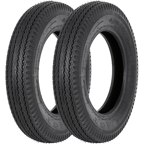 Set of 2 Hykolity Highway Boat Utility Trailer Tire 4.80-12 4.8-12 480-12, Load Range C, LRC 6PR