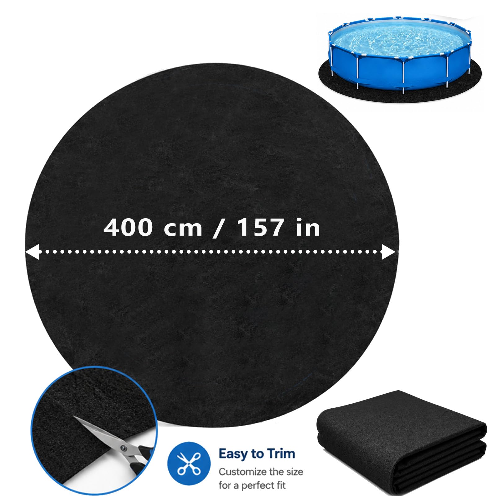 Poolunterlage Rund 4M, Pool Unterlage Outdoor, Rund Faltbarer rutschfeste Poolmatten, Pool Bodenplane Bodenmatte, Reißfest Whirlpool Unterlage für Hinterhof Garten Rasen