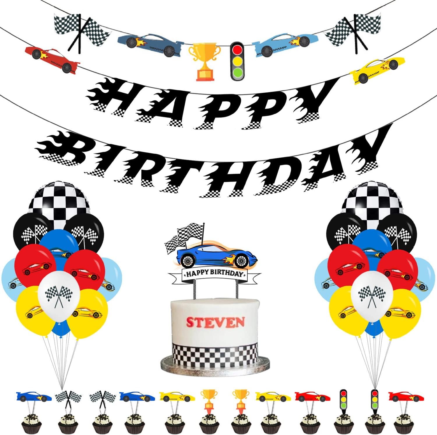 Racing car Party Decorations 34 PCS Race Car Themed Birthday