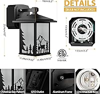 Vista 6 de Luces de porche con salida GFCI, luz exterior del anochecer al amanecer con tomacorriente, 3 modos de iluminación, lámparas de pared, faroles