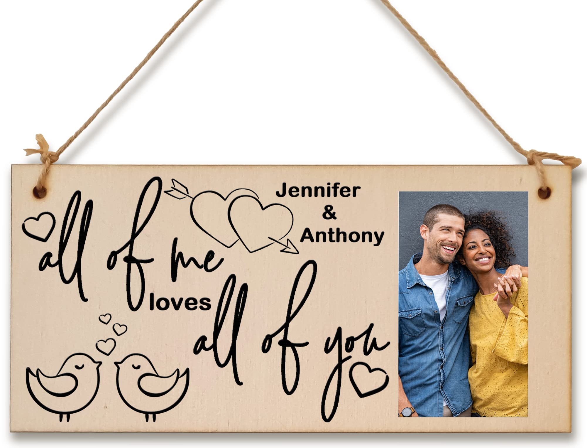 The Plum Penguin Personalised Wooden Plaque With Photo All Of Me Loves All Of You Romantic Valentine's Anniversary Keepsake For Him Her Hanging Gift