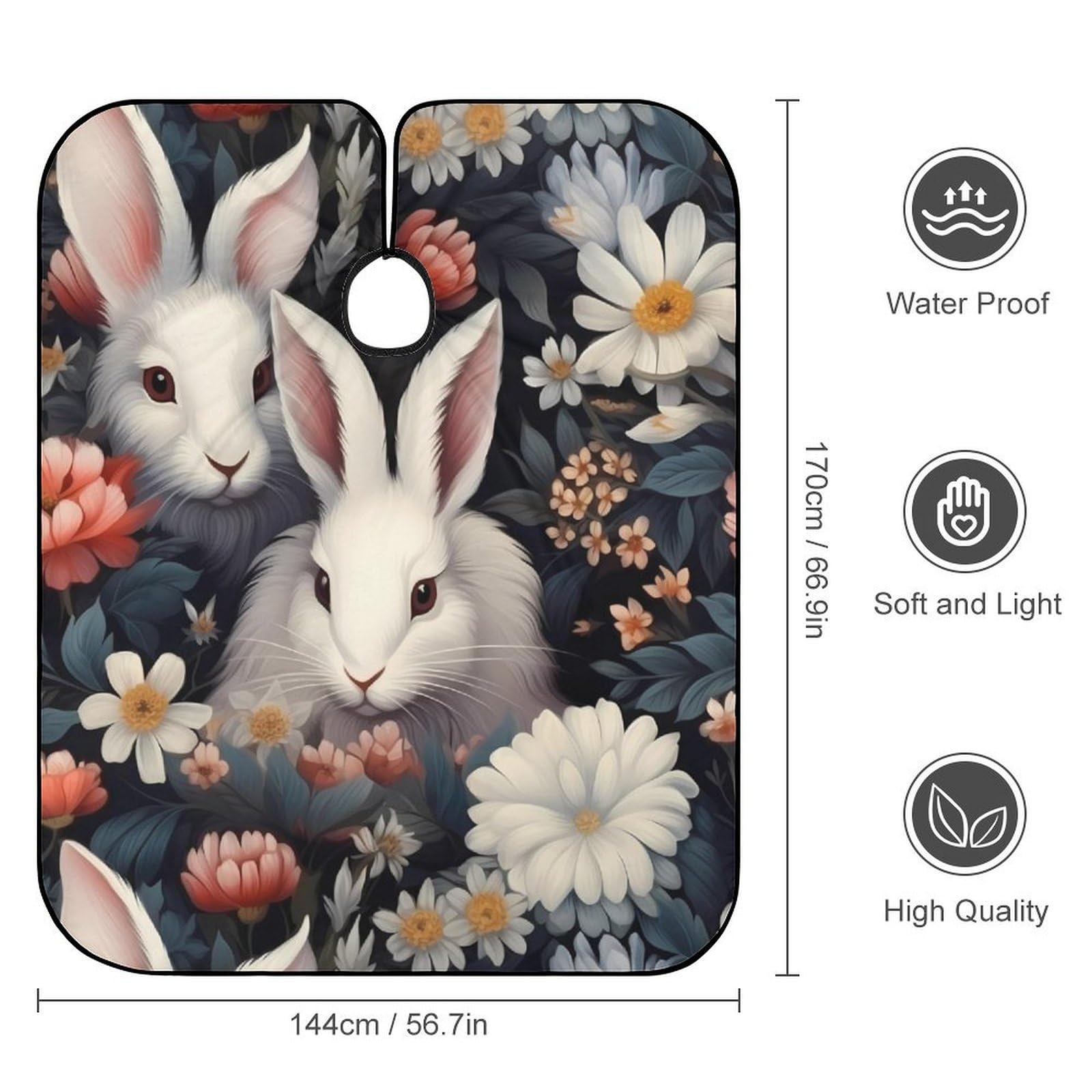 Cute Rabbit Flower Hair Cutting Cape for Men Women Waterproof Barber Cape Adjustable Salon Haircut Capes
