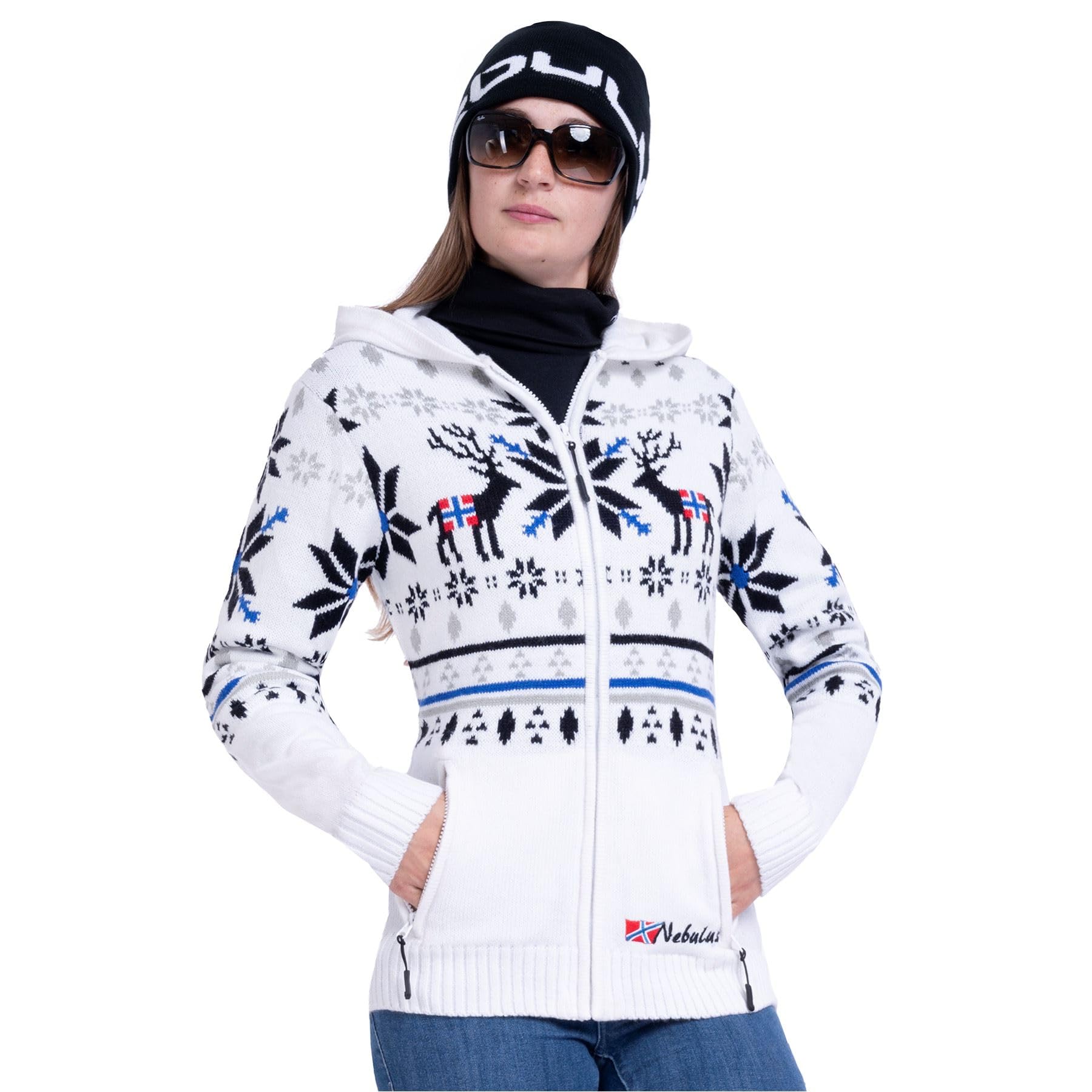Nebulus Damen Jacke NORMAX, mit Kapuze, schicker Pullover im Norweger-Style