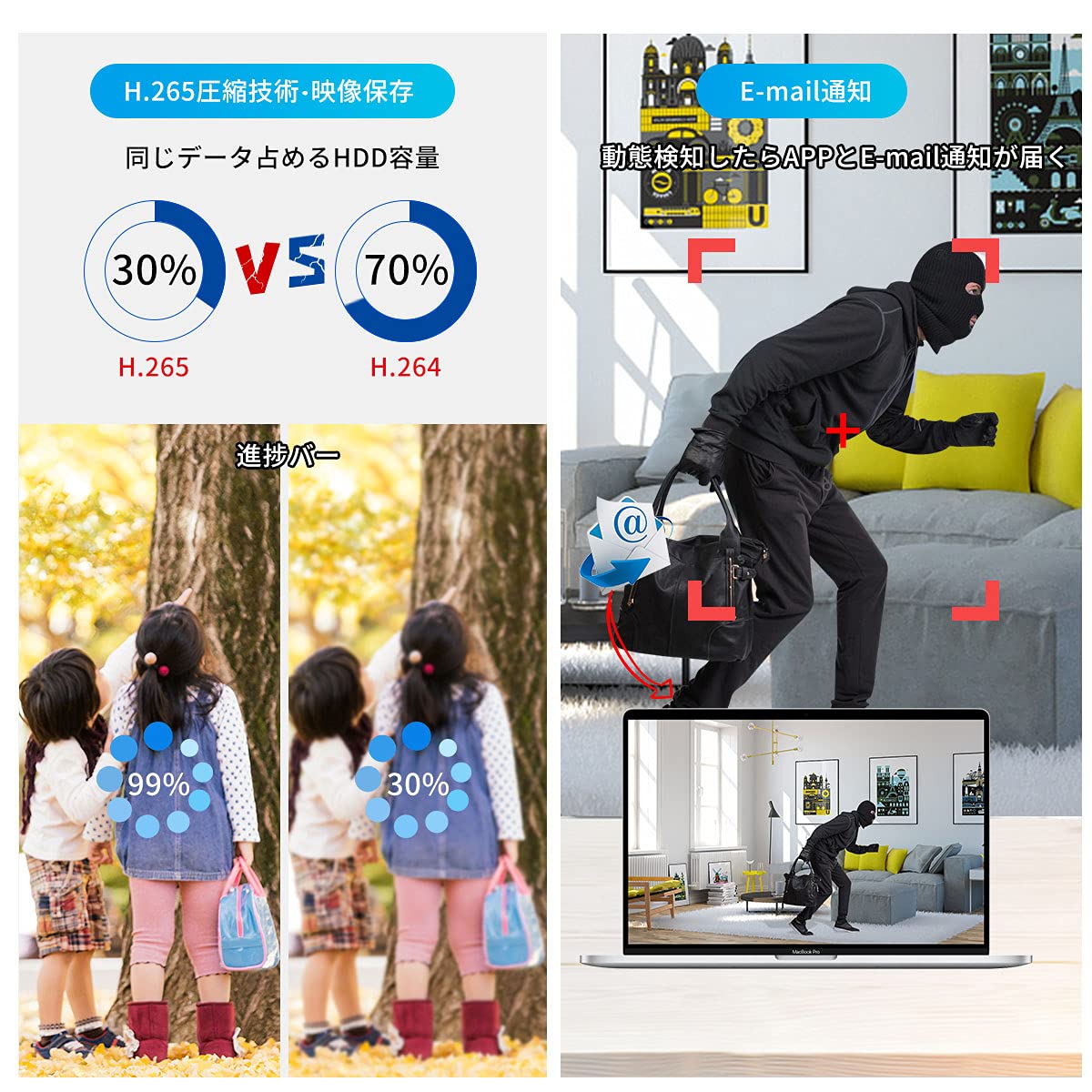 Amazon.co.jp: Brillcamドーム型防犯カメラ 500万画素 IPカメラ 監視