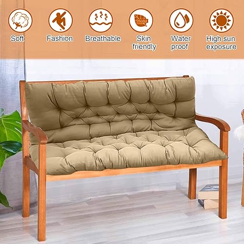 Miniatura 6 de Cojines para columpio de 2 a 3 plazas, 60 x 40 pulgadas, cojines gruesos para columpio de porche de 4 pulgadas, cojín de banco impermeable con