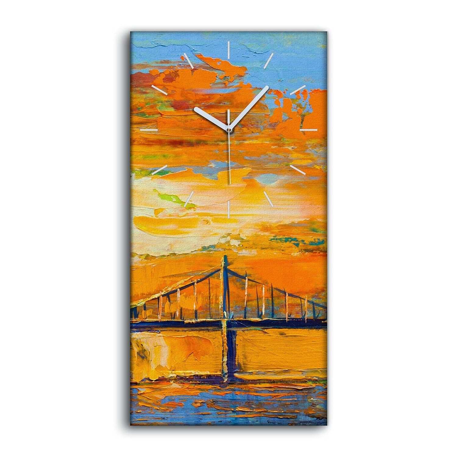 Horloge sur Toile Abstract Gratte-Ciel 30x60cm Tableau Mural Silencieux