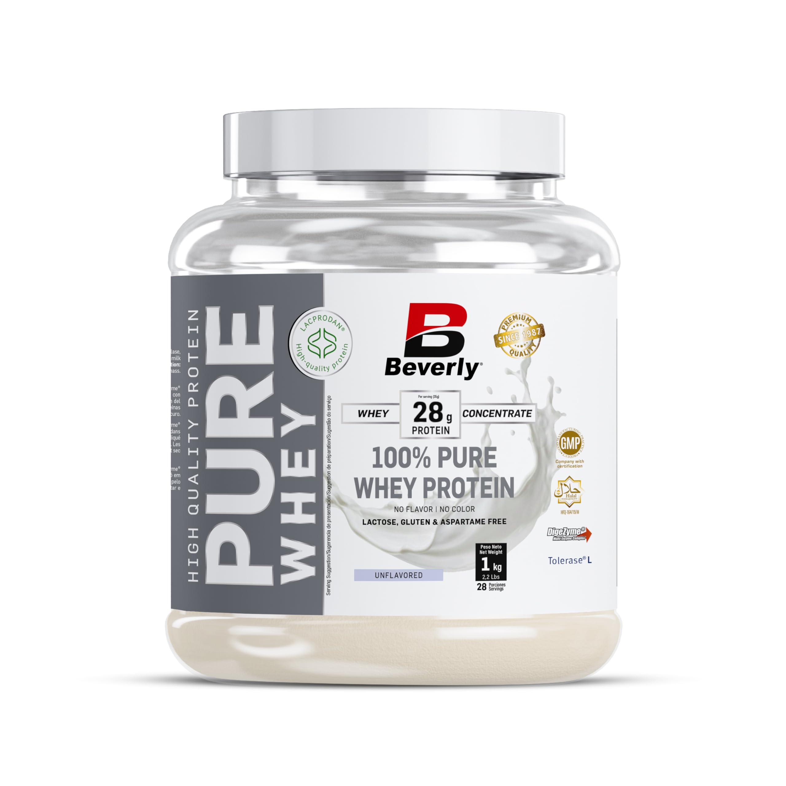 Beverly Pure Whey 80% – Protéine en Poudre Premium 1 kg Sans Saveur – Haute Qualité – Idéal Sport & Fitness