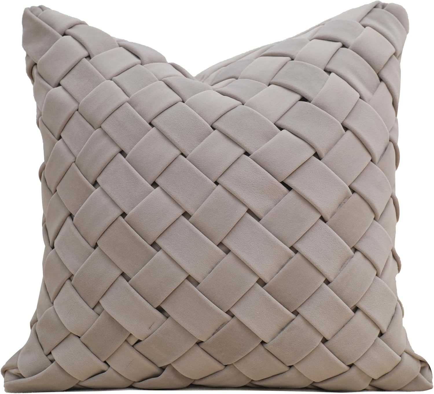 vctops Thick Velvet Decorative Throw Pillow Cover Luxury Handmade Diamond Weave Square Cushion Cover Soft Comfy Pillowcases for Sofa Bedroom Couch (Orange B,18"x18")