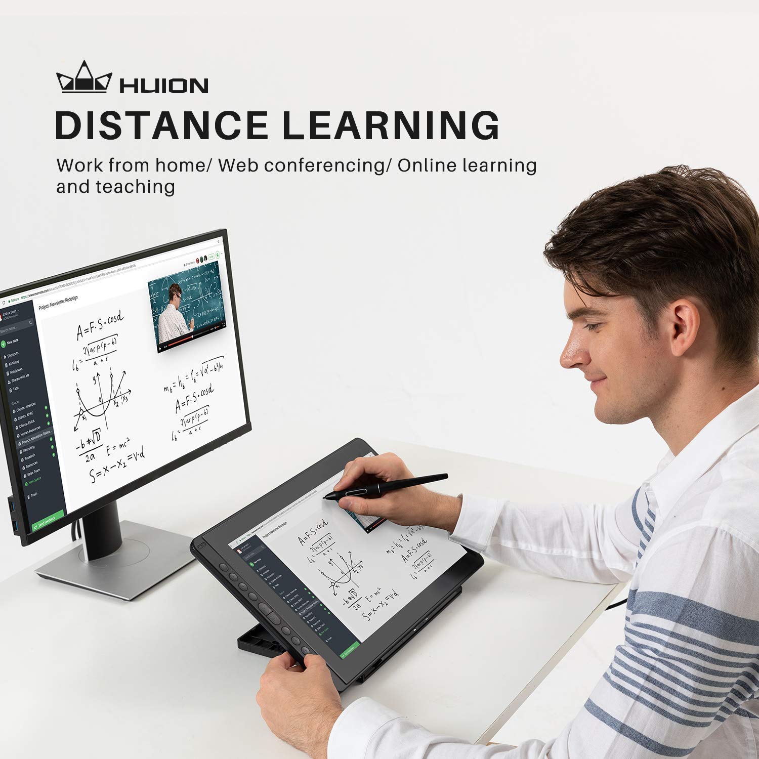 HUION Kamvas 16 2021 - Tableta gráfica con Pantalla HD de 15,6" Monitor con lápiz Capacitivo pasivo, 10 Teclas de Acceso Directo, Compatible con Android, Ideal para teletrabajo y Entrenamiento en