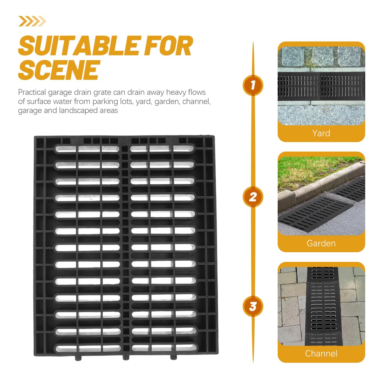 Tofficu Garden Drainage Grates 11.7 X 9.8 Inch Lightweight Plastic Grotto Cover for Kitchen and Outdoor Trench Drainage with Easy Installation - Image 4