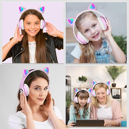 Miniatura 8 de KERHAND Auriculares Bluetooth para niños con luz LED estéreo con micrófonotarjeta TF auriculares inalámbricos para iPhone iPad smartphone laptop PC