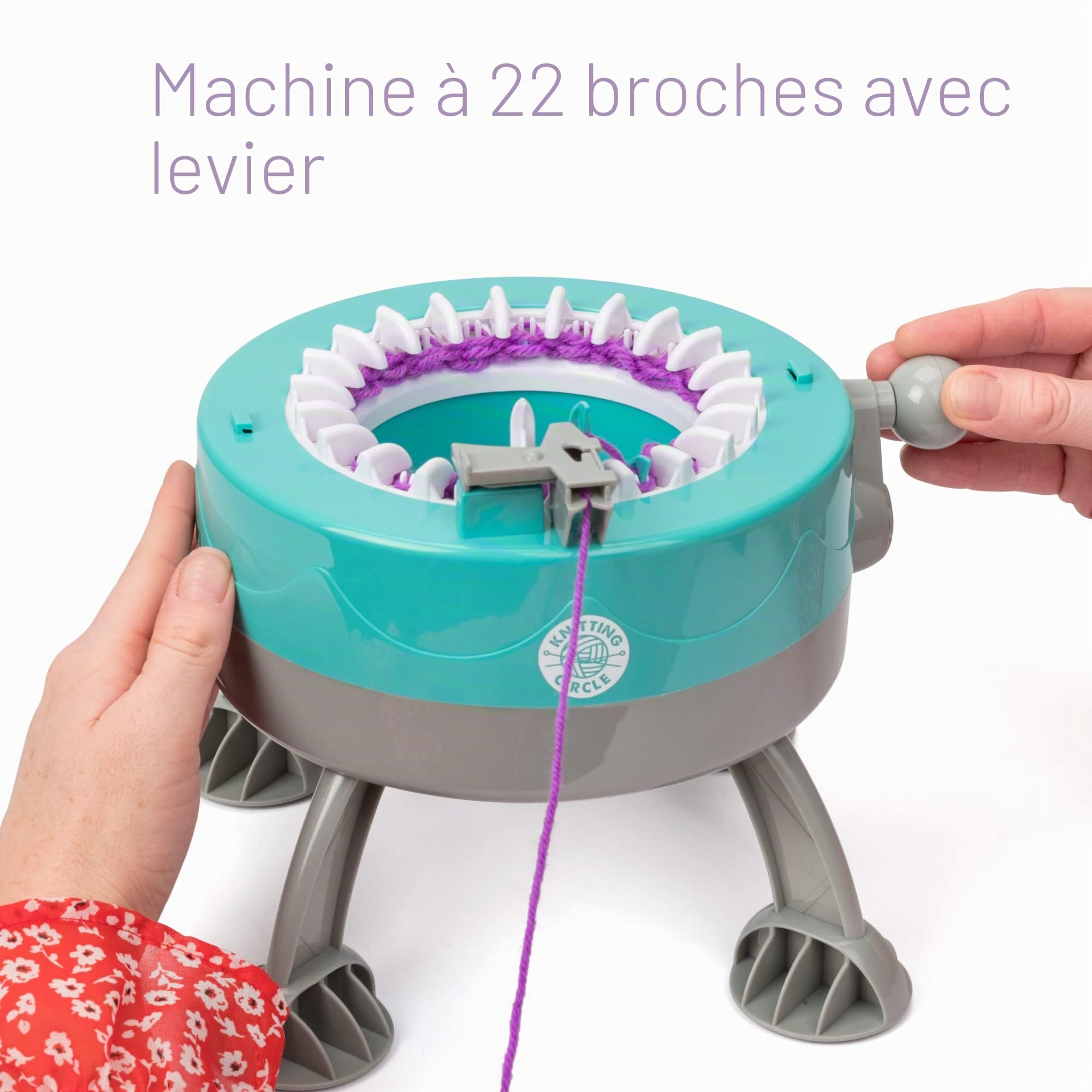 Knitting Circle Station pour Enfants | Kit de Loisirs créatifs pour débutants, Petite Machine à Tricoter, Gants, Chapeaux et écharpes avec Fils Bicolores