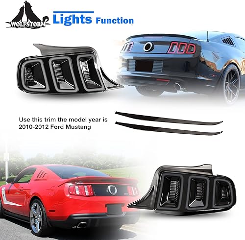 Miniatura 5 de WOLFSTORM Luz trasera LED para Ford Mustang 2010 2011 2012 2013 2014 con diseño dinámico de luz de giro de funcionamiento, montaje de repuesto de