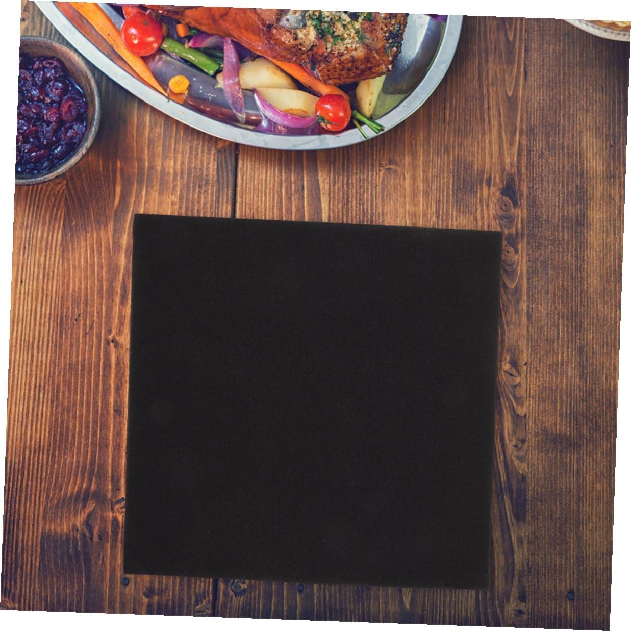 Disposable Napkins for Wedding Party and Hotel Use, Thick Black Paper Napkins 40x40cm, 100 Pieces for Events and Dinner Tableware