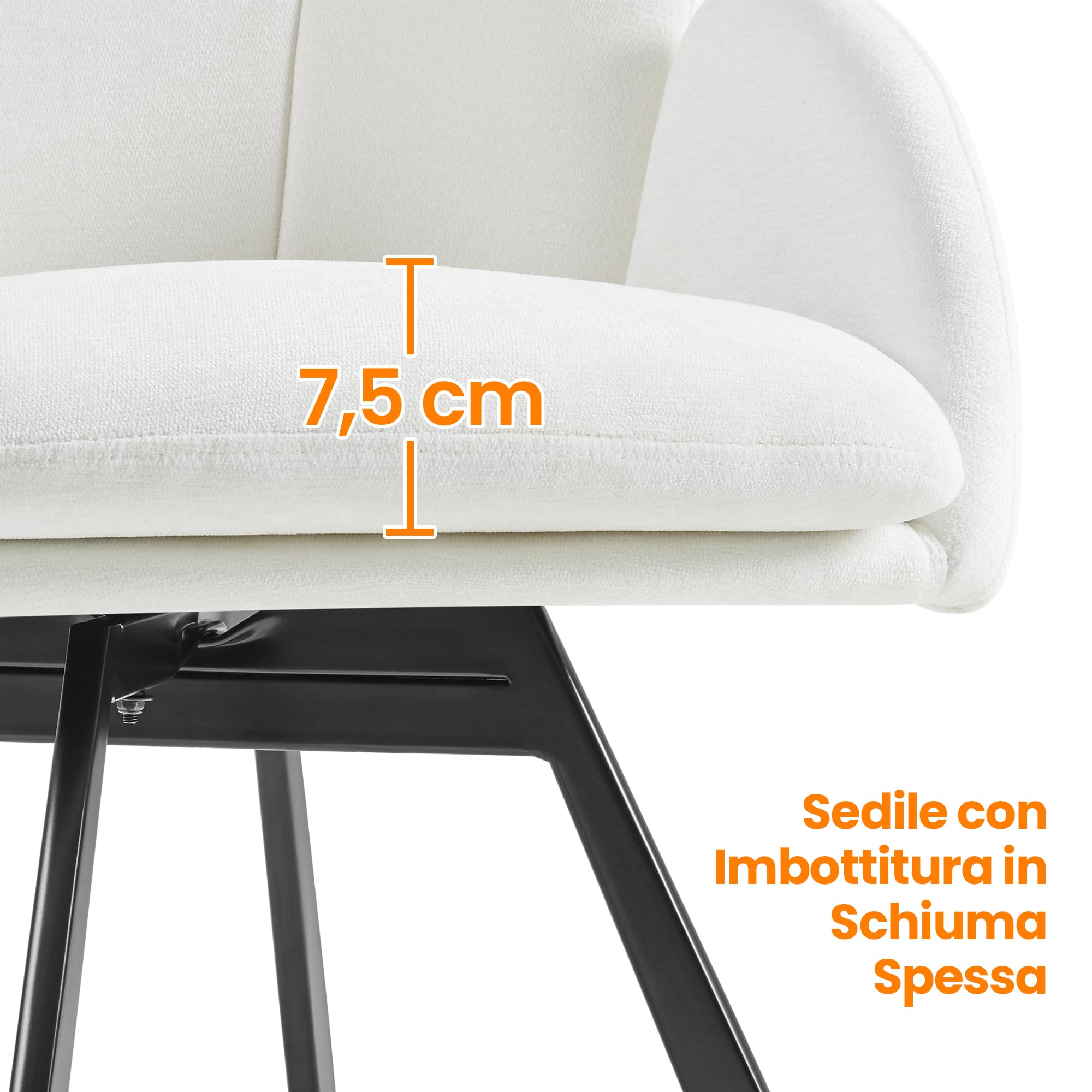 Yaheetech Sedia Imbottita da Pranzo in Velluto Poltrona da Salotto a Forma di Fiore a Girevole a 360° Poltrocina con Cuscino Rimovibile per Cucina Sala Camera da Letto 57 × 61 × 75 cm Bianco