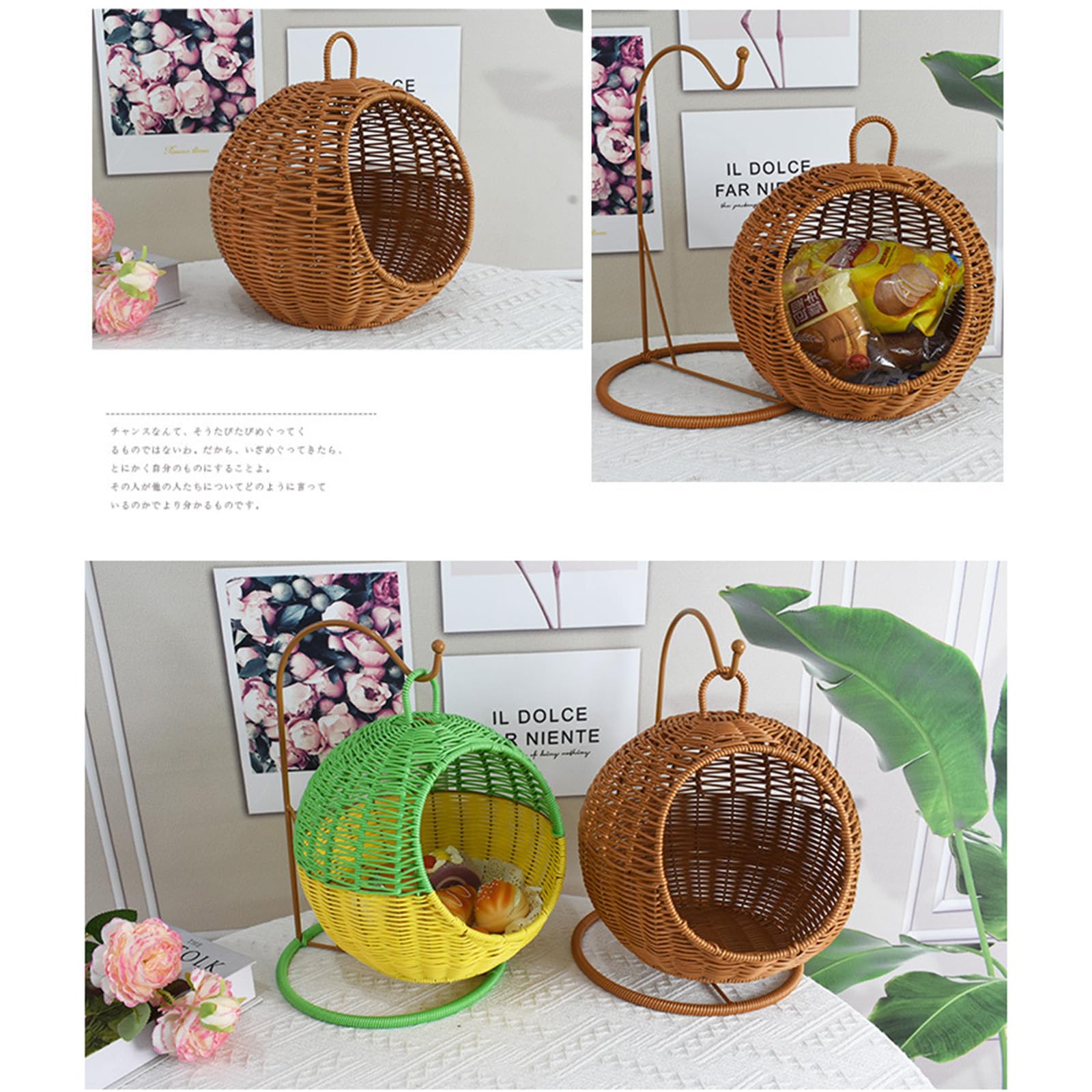 BURLOE Brown, Hand Woven Fruit And Vegetable Hanging Basket - Image 3