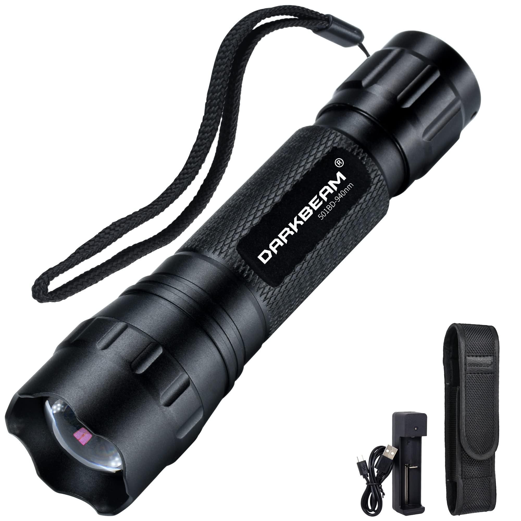 DARKBEAM ir Flashlight Infrared 940nm Light LED Rechargeable Mini for Night Vision, Handheld Tactical ir Illuminator, Focus Adjustable, Portable for Hunting, Observation, Search