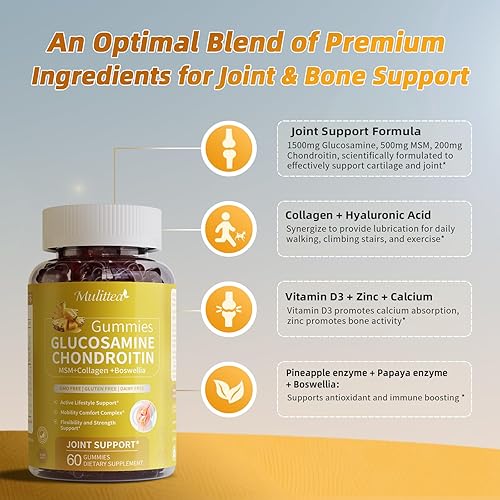 Miniatura 3 de Glucosamina, condroitina MSM + colágeno, suplemento de apoyo articular extra fuerte con mezcla de enzimas para absorción, flexibilidad, movilidad y