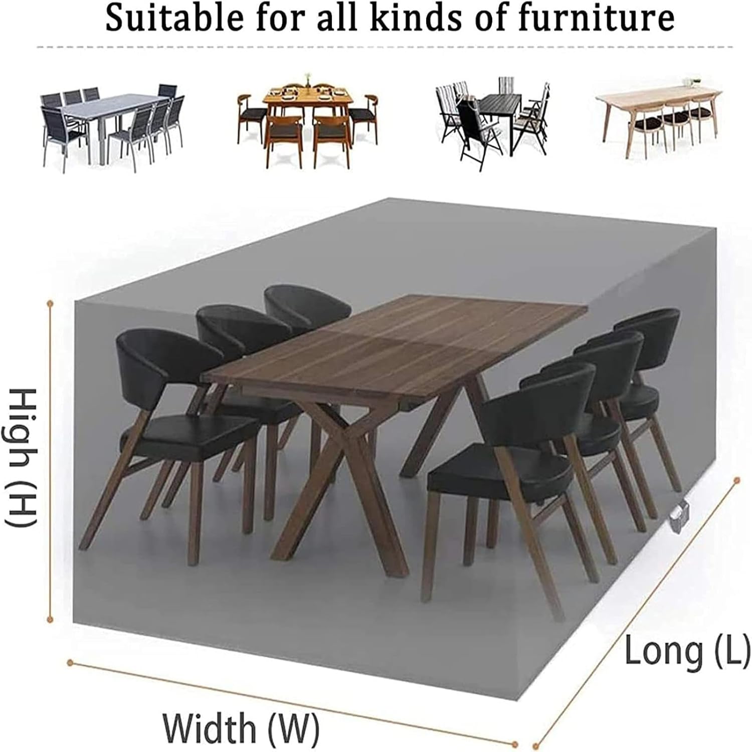Outdoor Furniture Covers Waterproof Table Rectangle 98L x 47W x 39H inches Patio Furniture Cover Waterproof Outdoor Sectional Sofa Set Covers, 600D Heavy Duty Outdoor Patio Furniture Covers