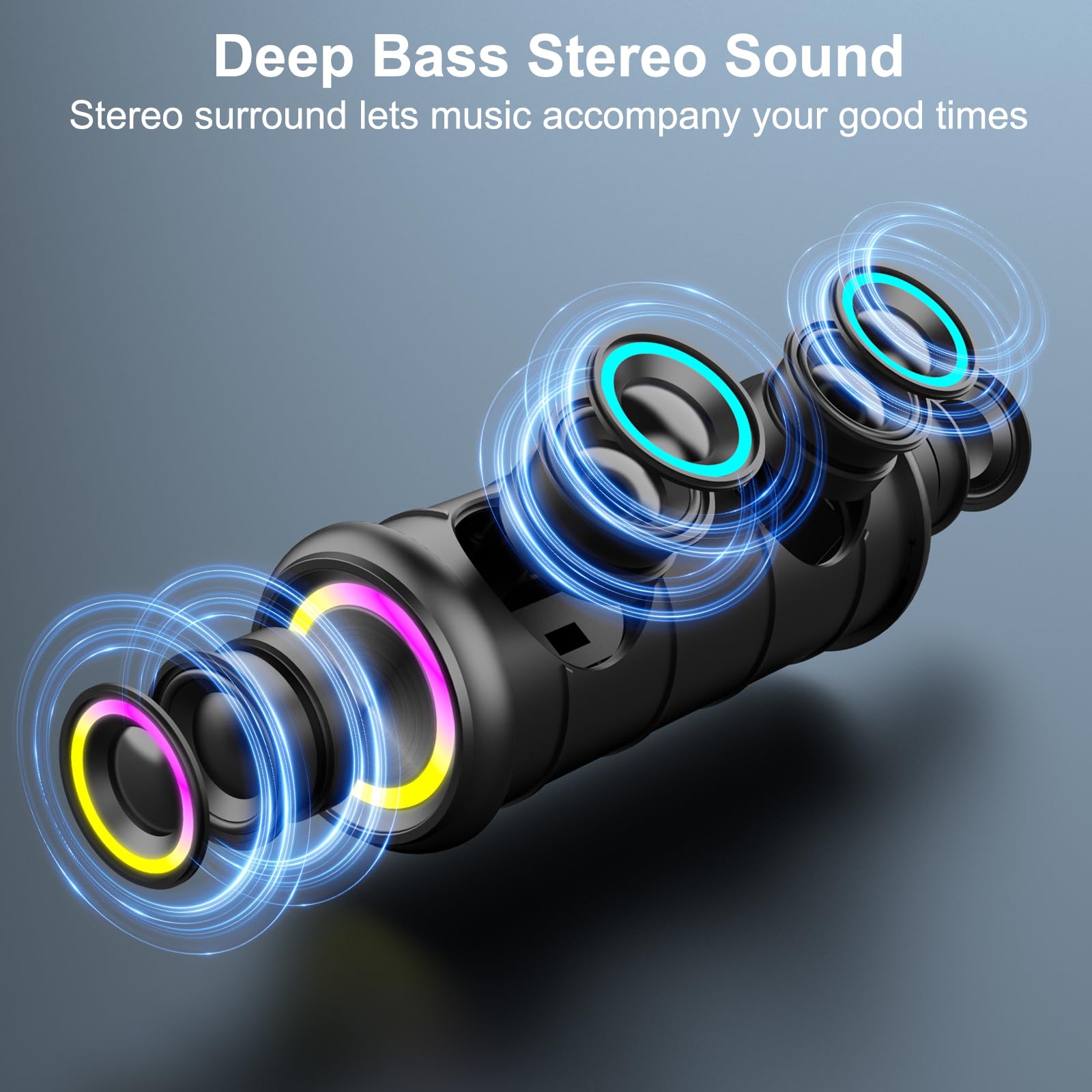 Cassa Bluetooth Potente 30W, Altoparlante Bluetooth con Doppio Driver Basso, 30H Autonomia, 5 RGB Modalità, Accoppiamento TWS, IPX7 Impermeabile, Supporto AUX/TF, Speaker Bluetooth per Feste/Viaggi
