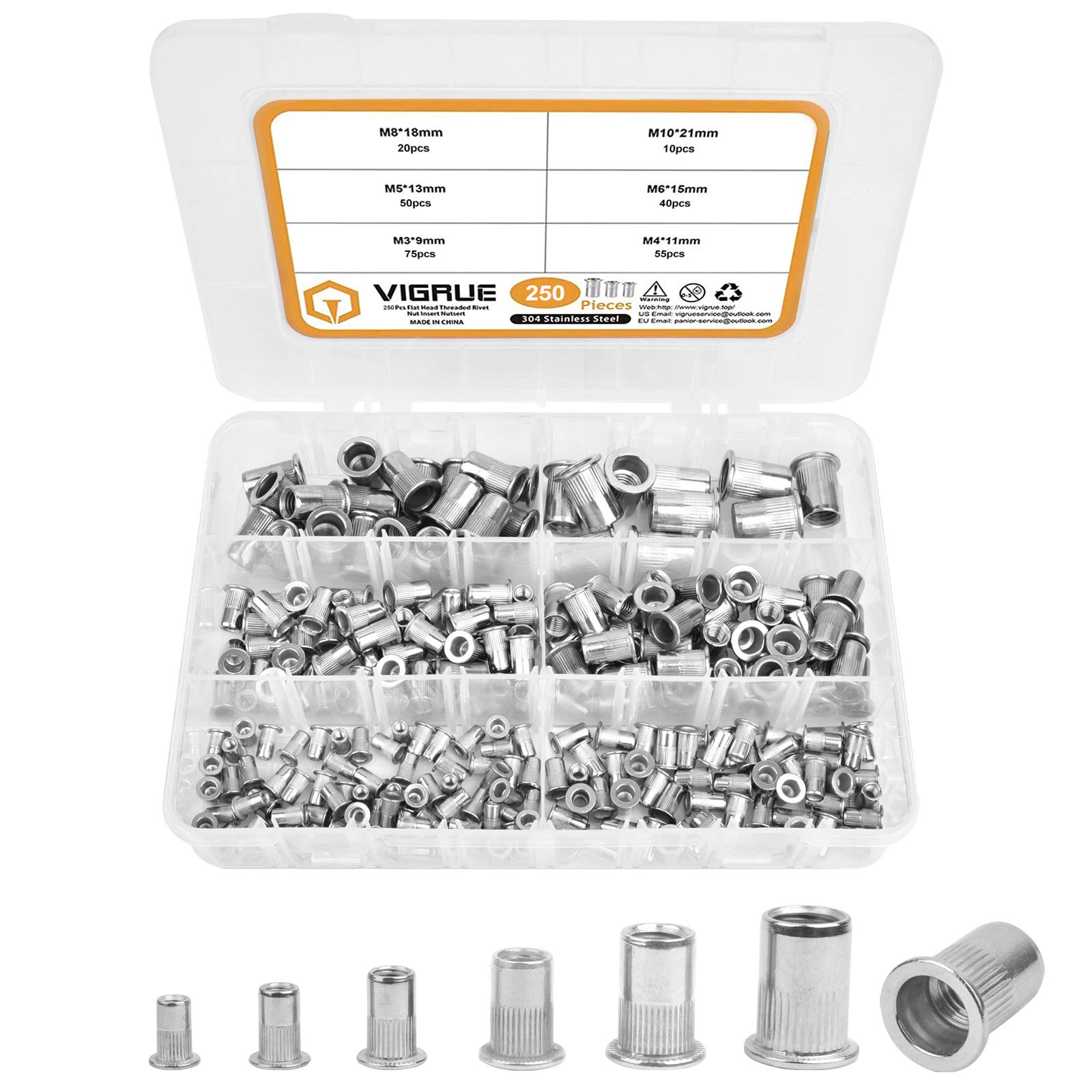 Kit 180 Dadi Rivettati In Acciaio Inox 304 - M3, M4, M5, M6, M8, M10 - Foto 10