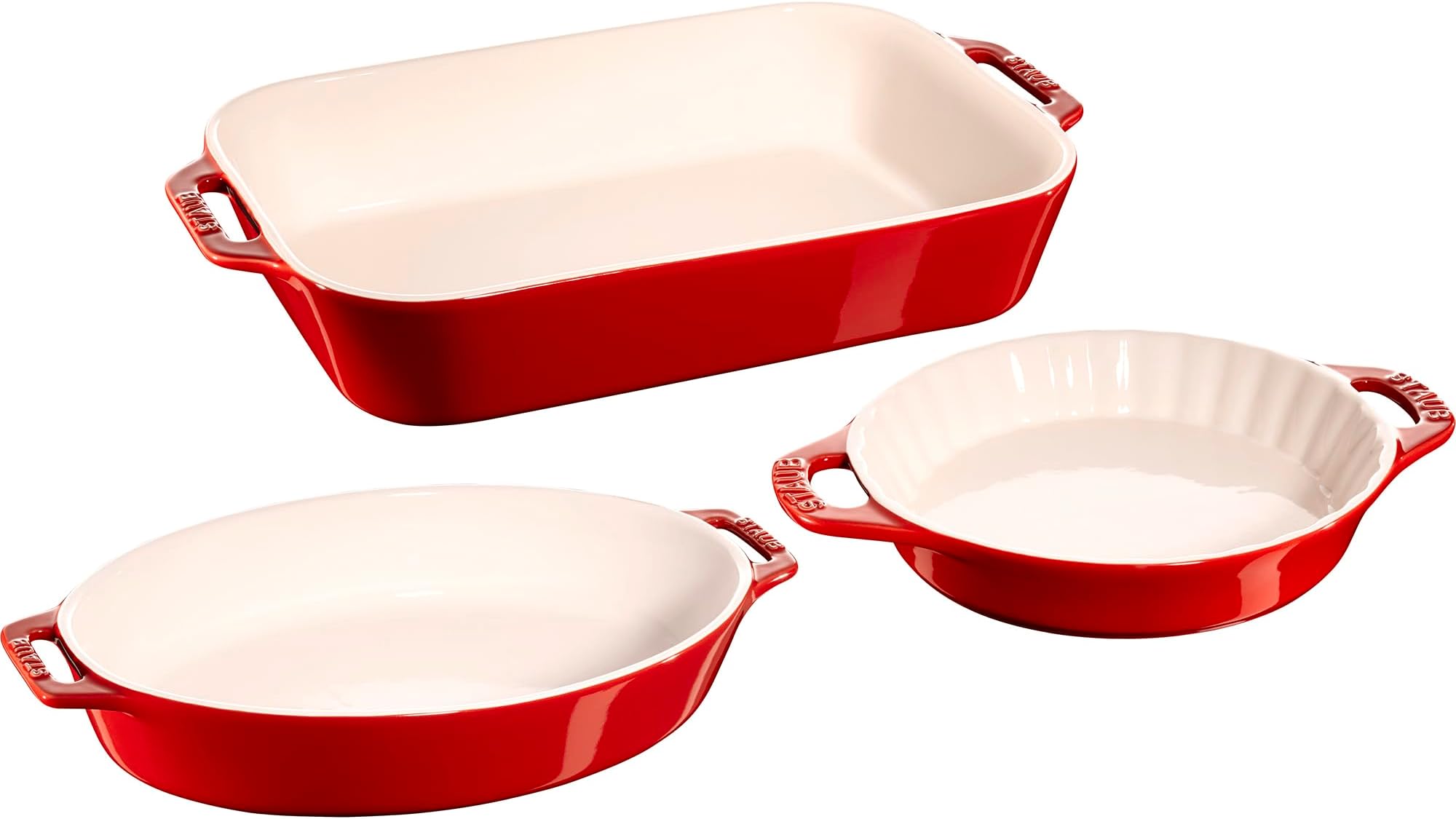 Ceramic 3-pc Mixed Baking Dish Set, Cherry