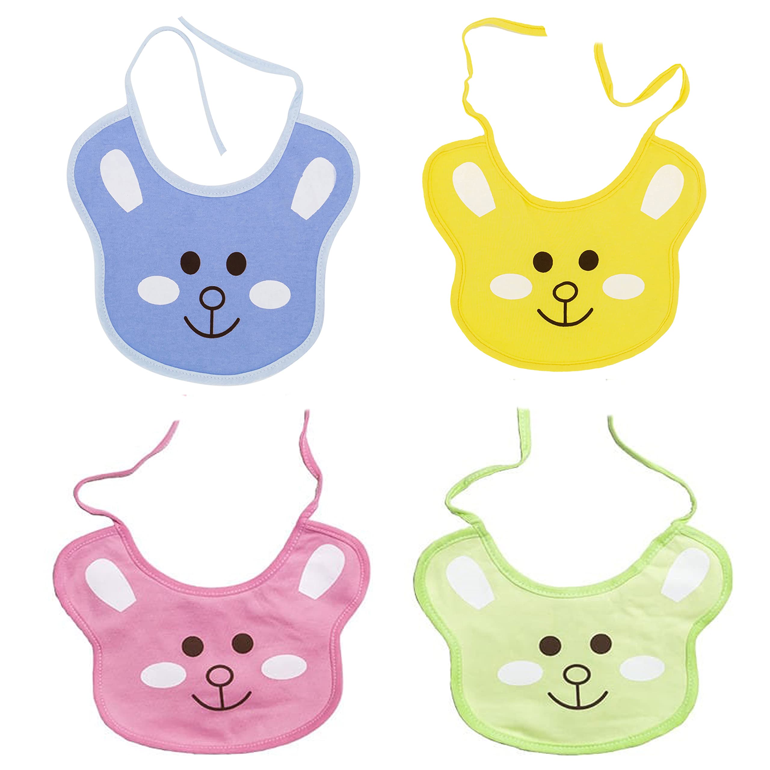 Kids Basic Soft & Durable Waterproof Spill Resistant Cotton Baby Bibs for 6 to 12 months, Adjustable Neck Closure Feeding Bibs, Ideal for Infants & Toddlers, Combo of 4-image-6