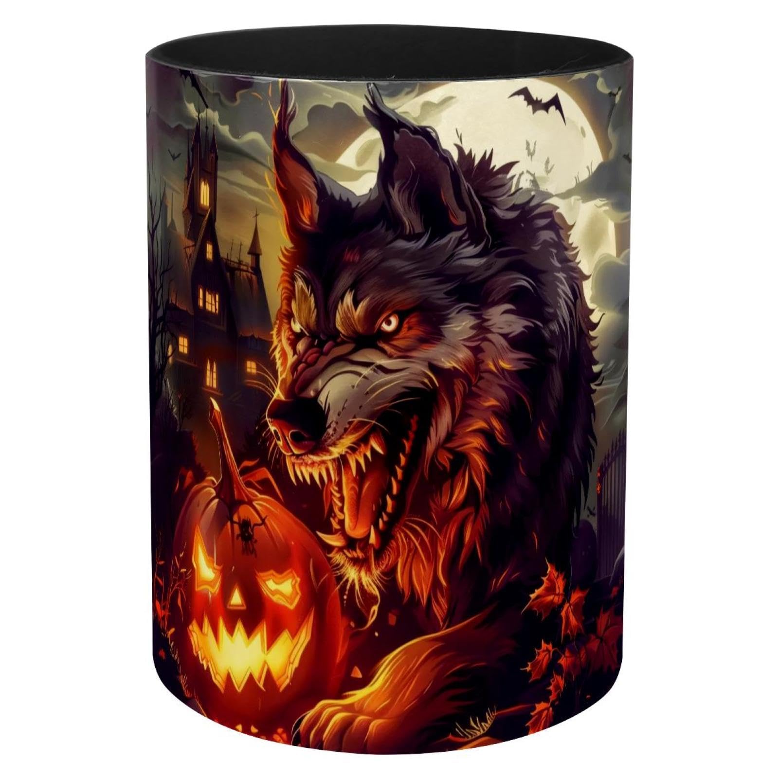 Porte-pinceaux loup Halloween métal et organisateur de bureau