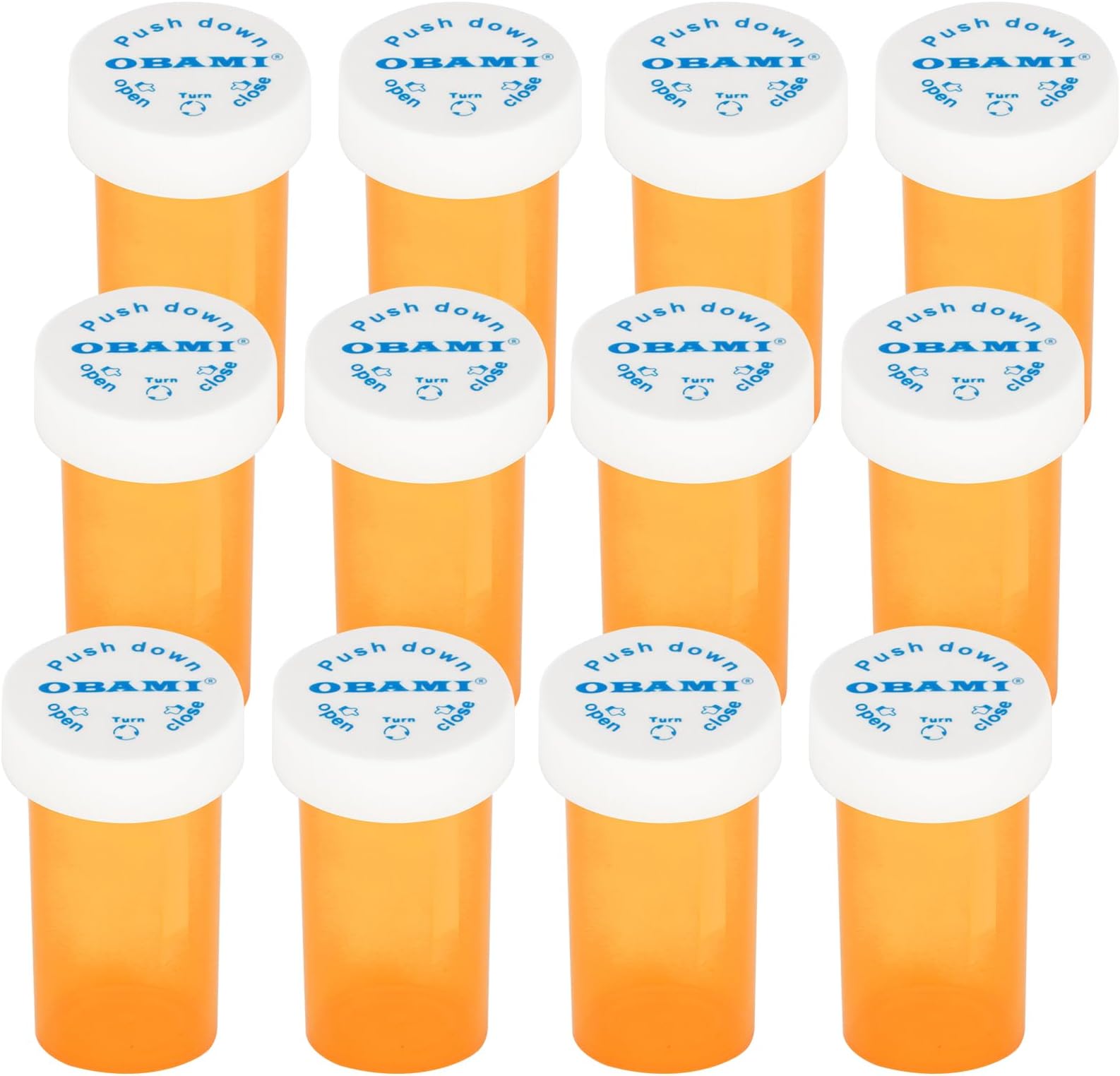 Plastic Medicine Pill Bottles with Child Resistant Caps - Push Down and Turn - Prescription Vial, Medicine Container, Pill Cases Dispenser Organizers (12pcs, 40 Dram)