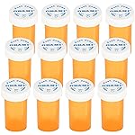 Plastic Medicine Pill Bottles with Child Resistant Caps - Push Down and Turn - Prescription Vial, Medicine Container, Pill Cases Dispenser Organizers (12pcs, 40 Dram)