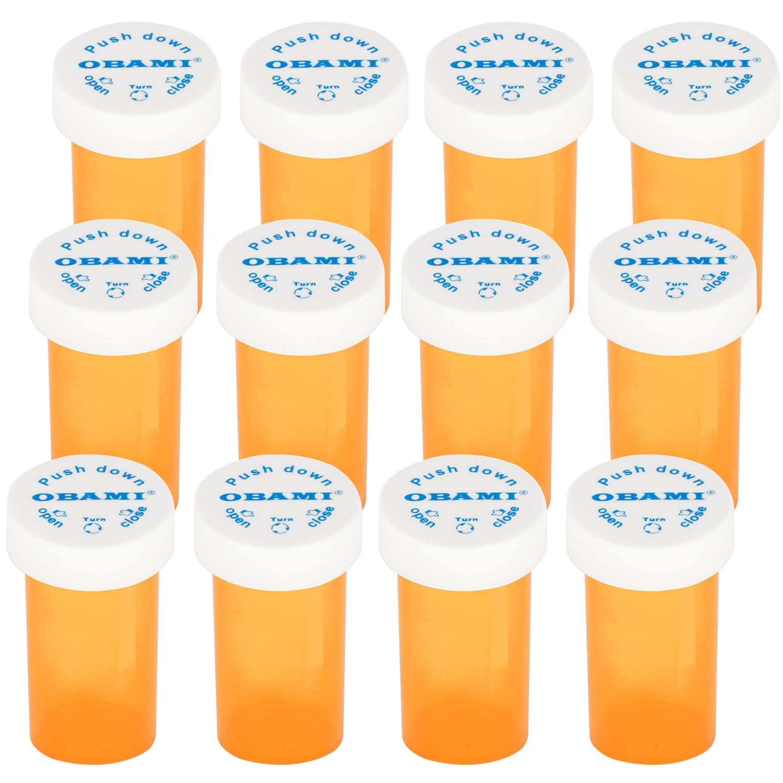 Plastic Medicine Pill Bottles with Child Resistant Caps - Push Down and Turn - Prescription Vial, Medicine Container, Pill Cases Dispenser Organizers (12pcs, 40 Dram)