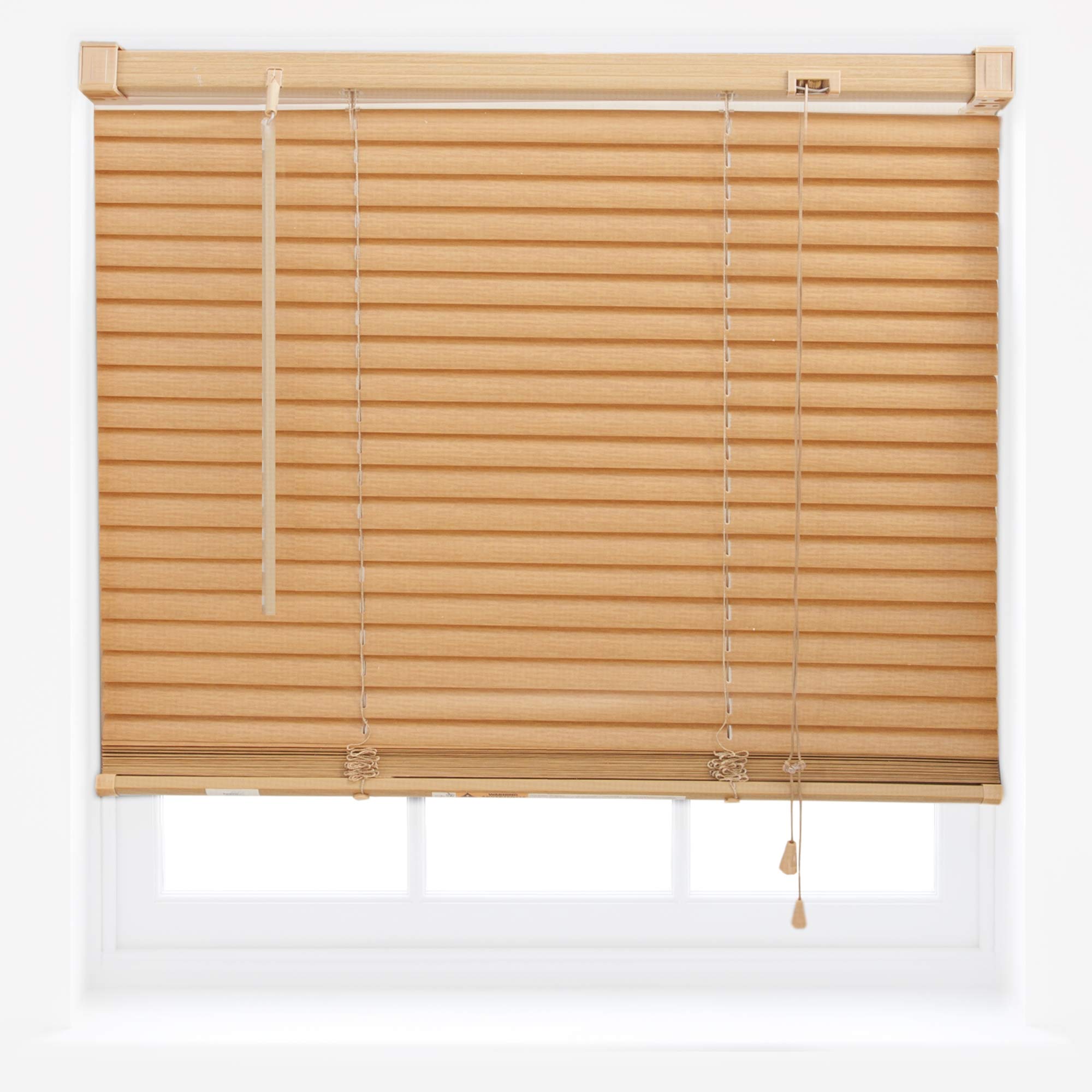 Furnished Teak Pvc Venetian Blinds Made To Measure Wood Effect Window Blind New - 60Cm X 150Cm