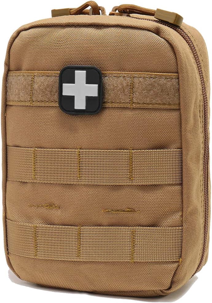 - Carlebben EMT Pouch MOLLE Ifak Pouch Tactical MOLLE Medical First Aid Kit Utility Pouch (With Medical Supplies Tan)