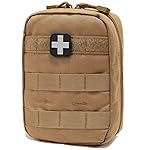 Carlebben EMT Pouch MOLLE Ifak Pouch Tactical MOLLE Medical First Aid Kit Utility Pouch (With Medical Supplies Tan)